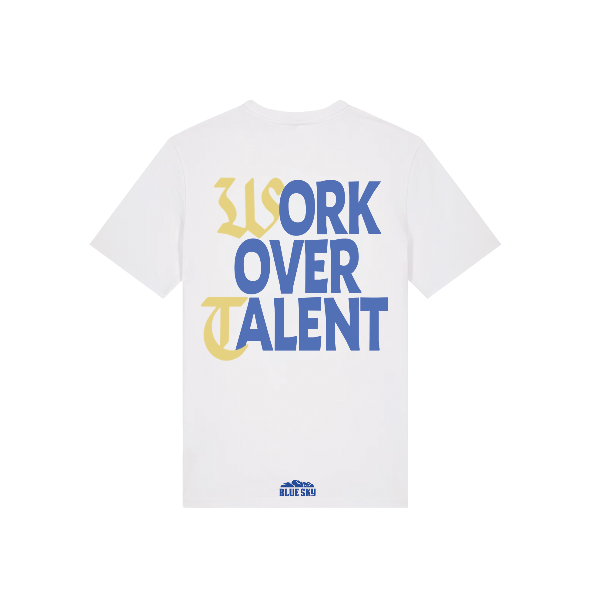 Tshirt Blanc Yellow Work Over Talent