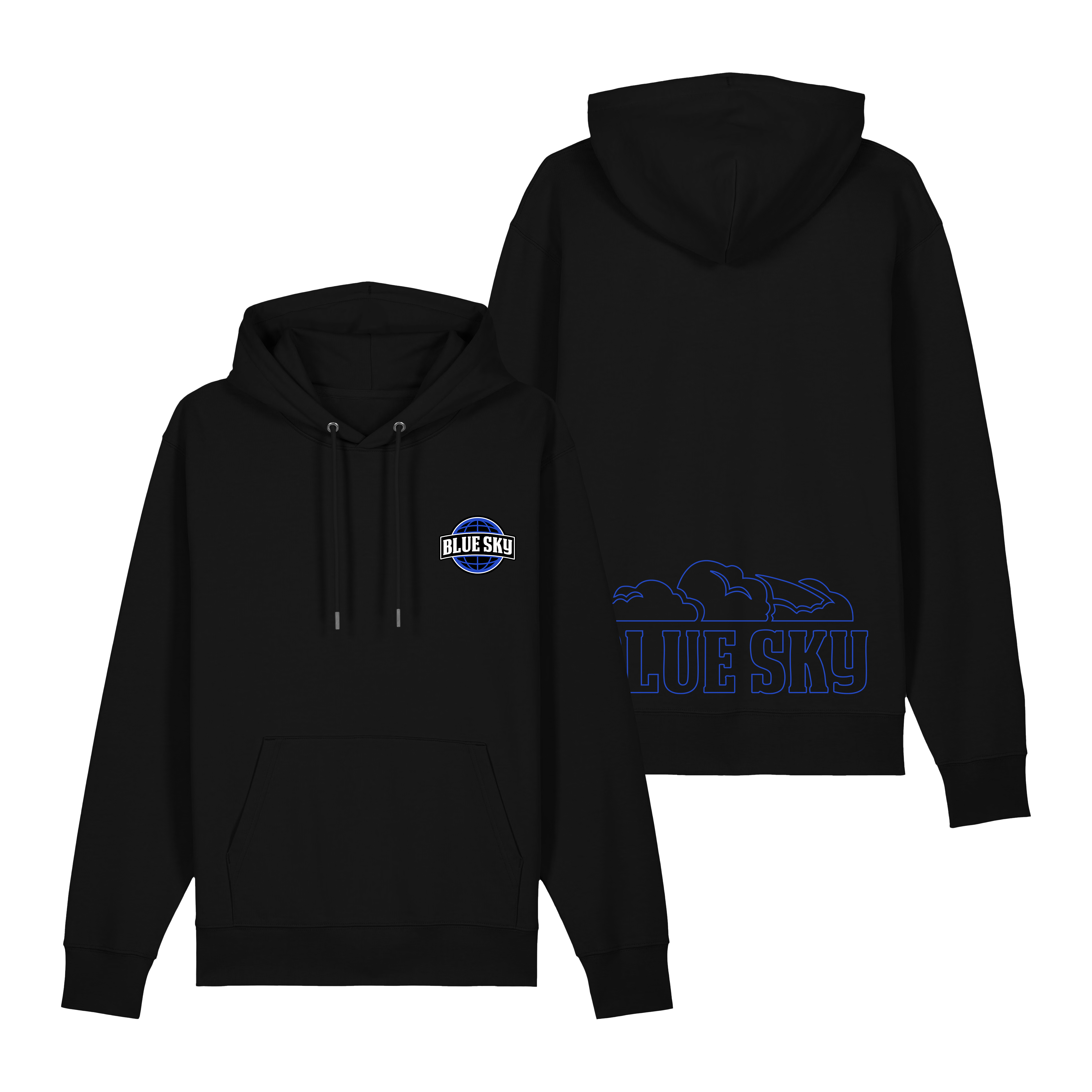 Hoodie Noir Patch Blue Sky
